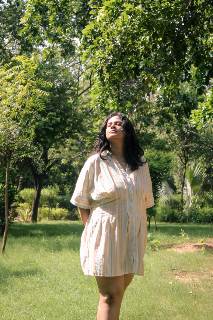 Daydream Stripe Pleated Shirt Dress