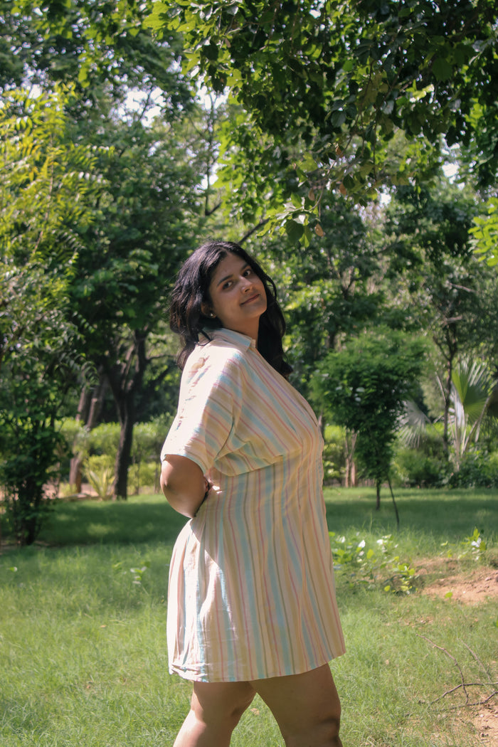 Daydream Stripe Pleated Shirt Dress