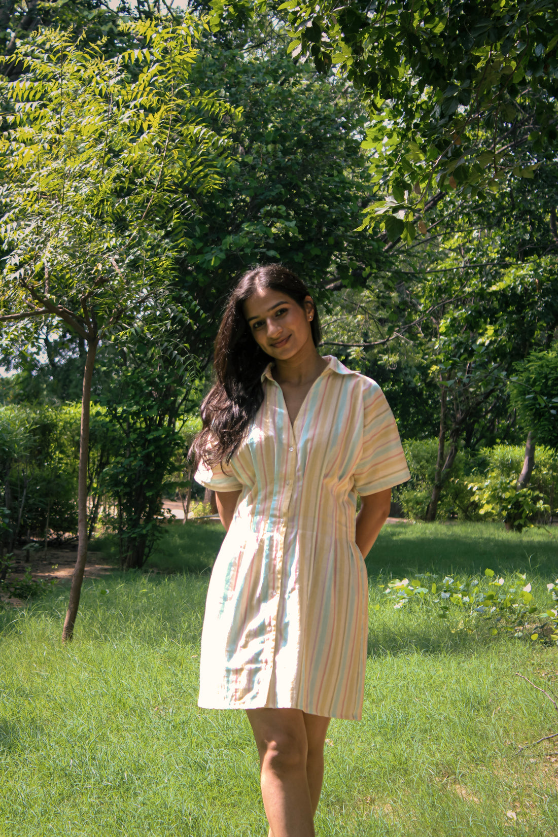 Daydream Stripe Pleated Shirt Dress